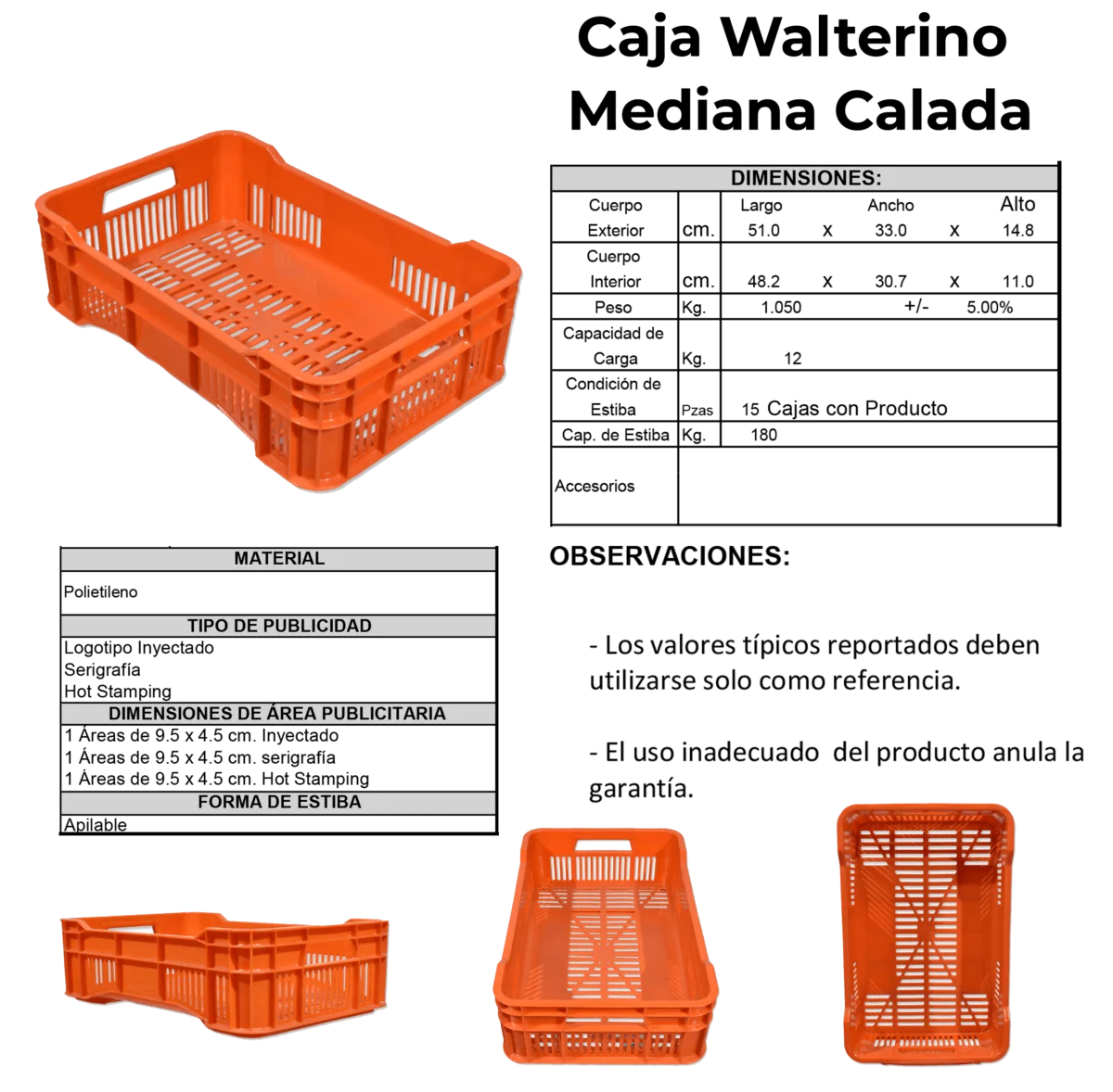 Caja Walterino Mediana Calada Naranja