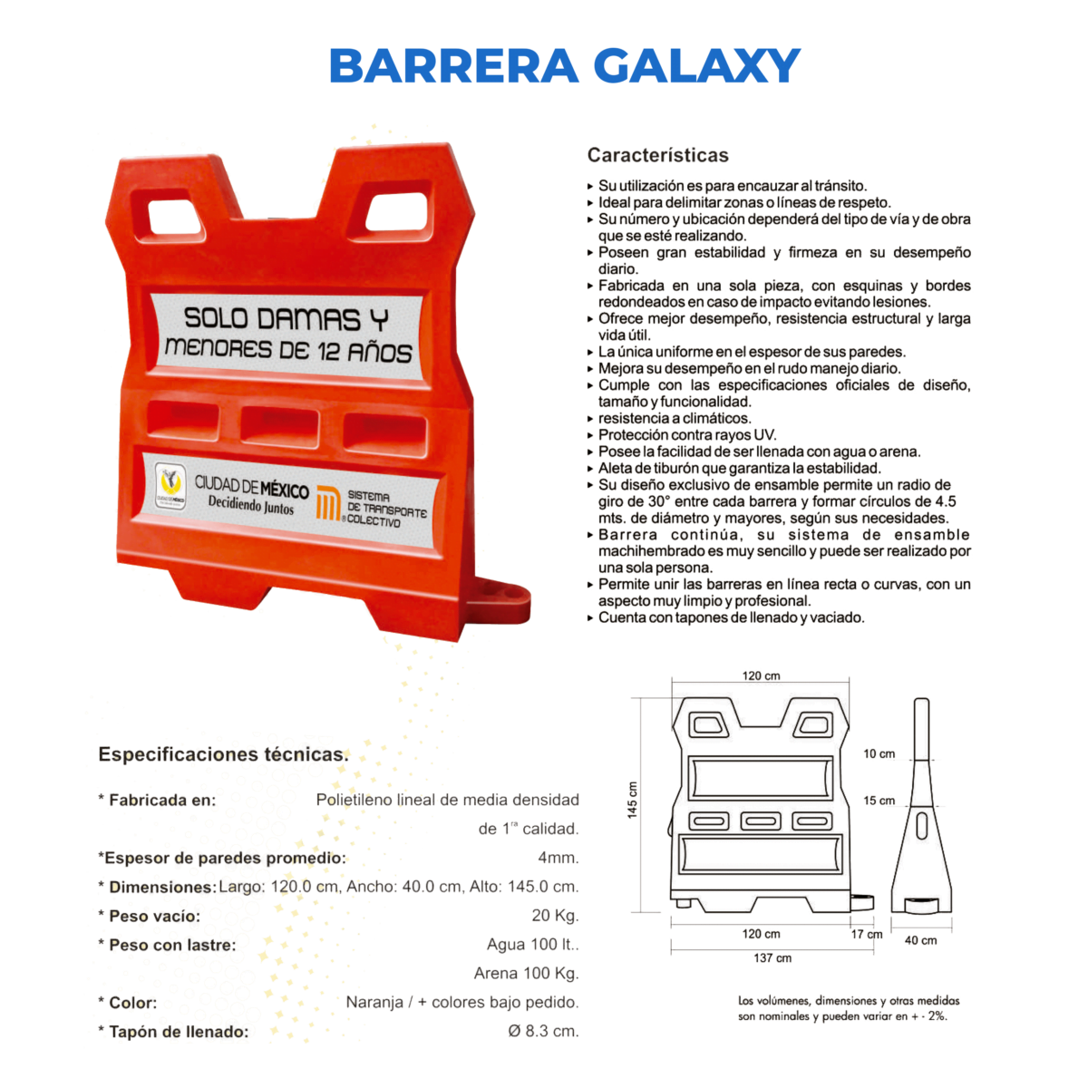 Barrera Galaxy Con Dos Reflejantes Grado Ingenier A