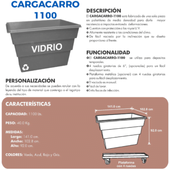 Plataforma Con Ruedas Para Contenedor CARGACARRO 1100