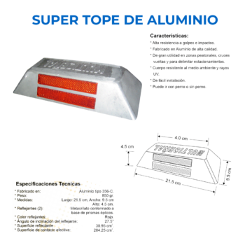 Super Tope Aluminio Sin Perno