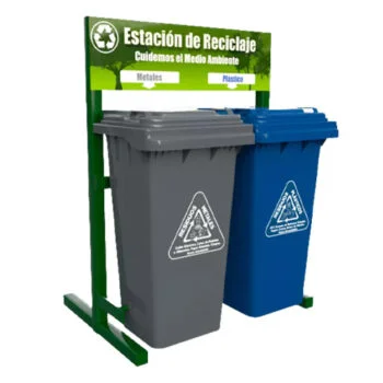 Estación De Reciclaje De Dos Contenedores En Línea VIC-120 HD Sin Ruedas De Polietileno HDPE
