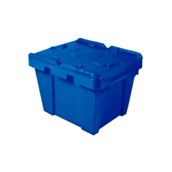 Denox - Caja transparente Eurobox 38 litros con tapa azul. (Lote