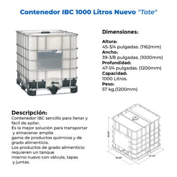 Contenedor IBC Con Rejilla Metálica 1000 litros "Tote" Nuevo